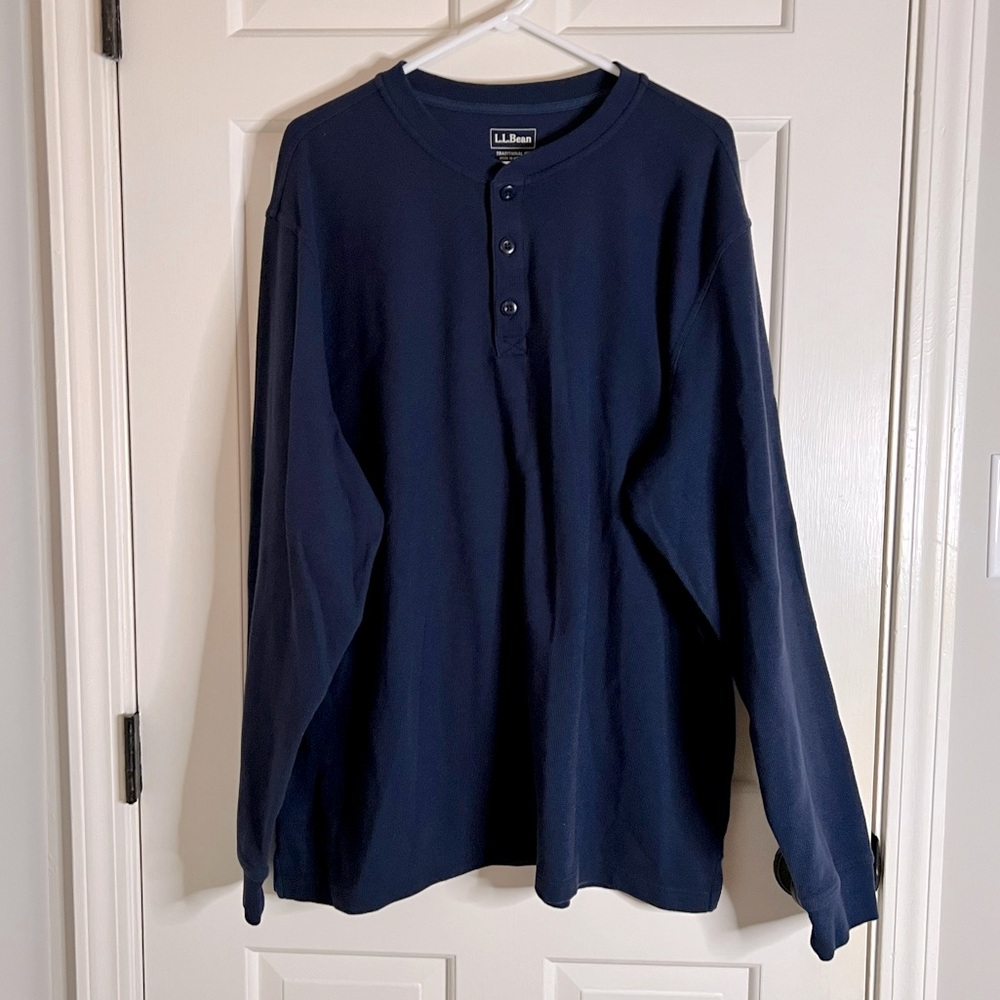 L.L.Bean Navy Waffle long sleeve men’s shirt size XXL